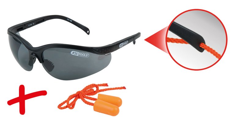 3.310.0171 Veiligheidsbril - zwart  met oordoppen